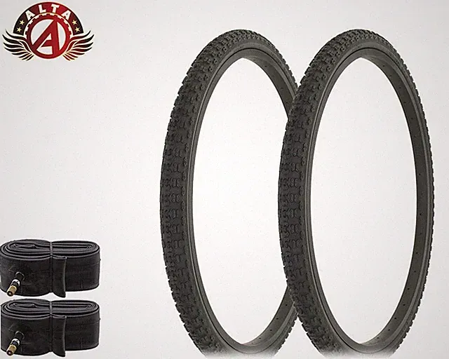 2 ALTA Bicycle 26" x 1.75" BLACK SIDE WALL COMP III FREESTYLE BMX TIRES w/TUBES.