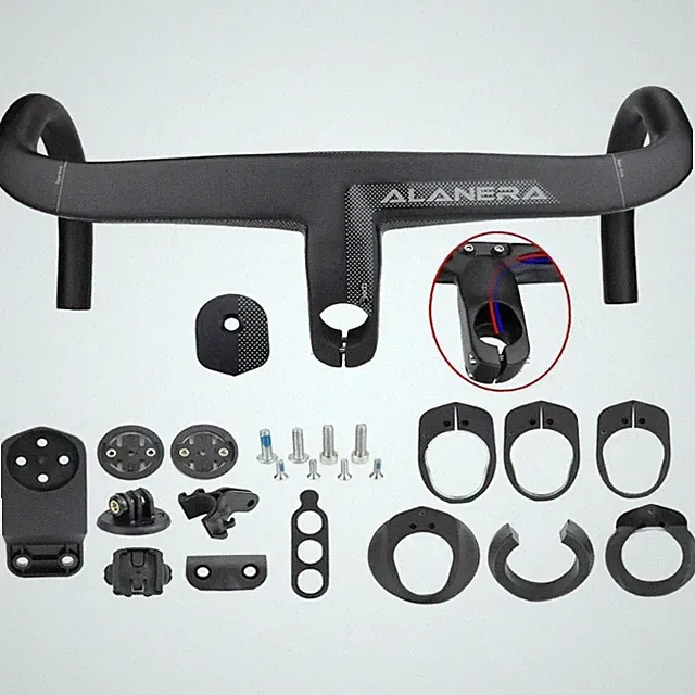 28.6mm Road Bike Carbon Integrated Handlebar with Headset Spacers Computer
