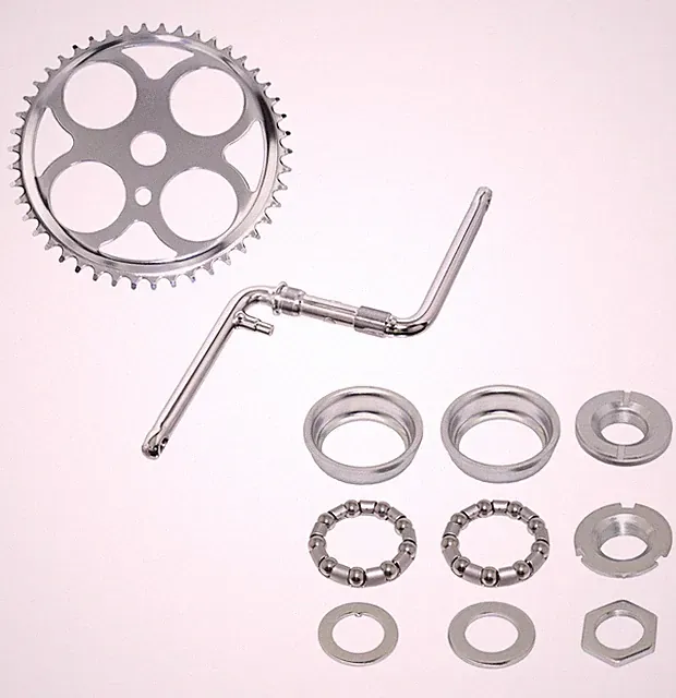 4 HOLE SCHWINN STYLE BICYCLE 46T SPROCKET, 6 1/2 CRANK, & BOTTOM BRACKET SET.