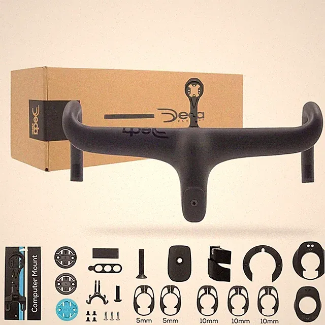Bicycle Integrated Handlebar Carbon Road Bike with Mount Spacers Width 380-440MM
