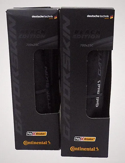 Continental Gatorskin Clincher, Folding, Black Edition, 700x25, PolyX, PAIR