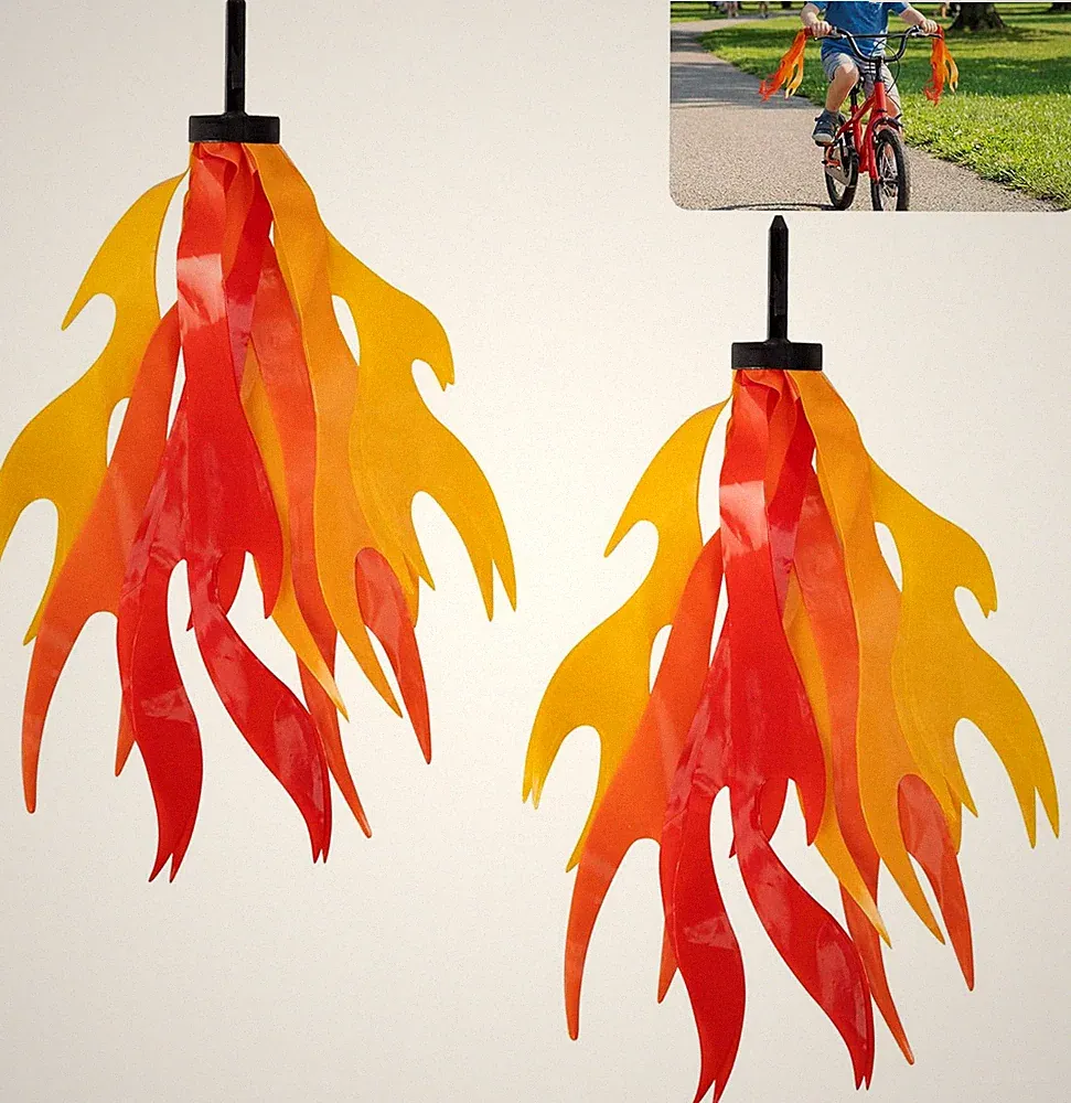 Flame Kids Bicycle Streamers, 10 Inches Flame Bicycle Tassels for Boys Girls, Co