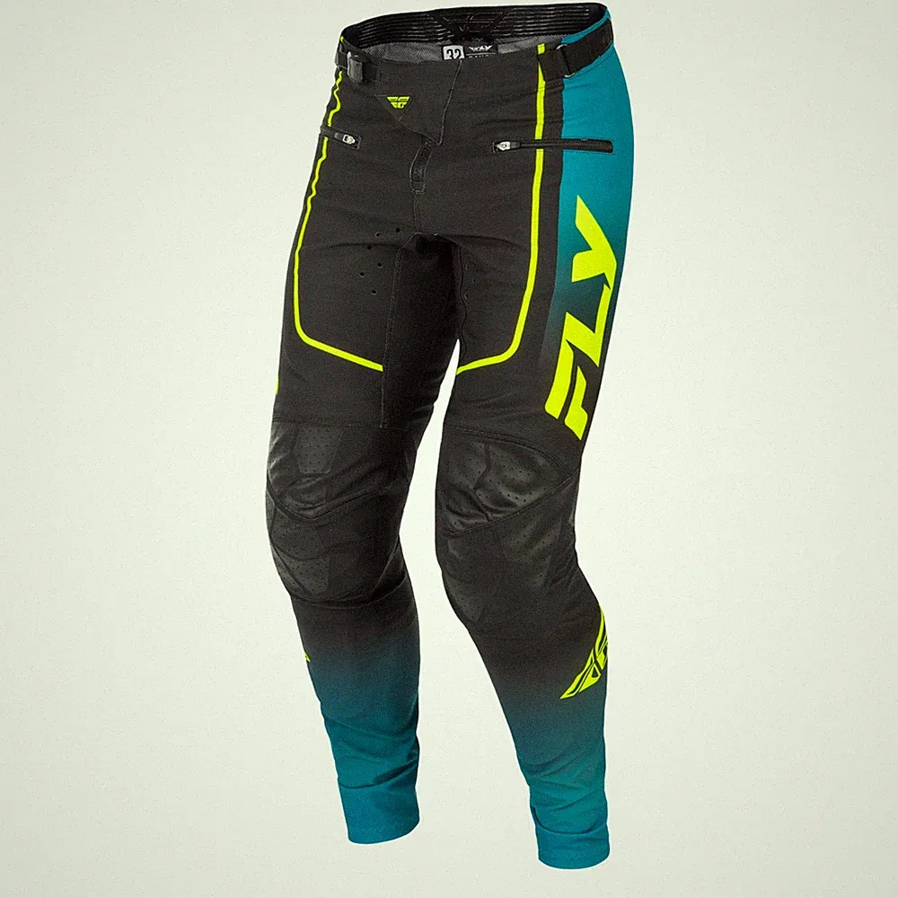 Fly Racing Rayce Bicycle Pants MTB BMX Protective Pants Size 38 Teal/Black/Lime