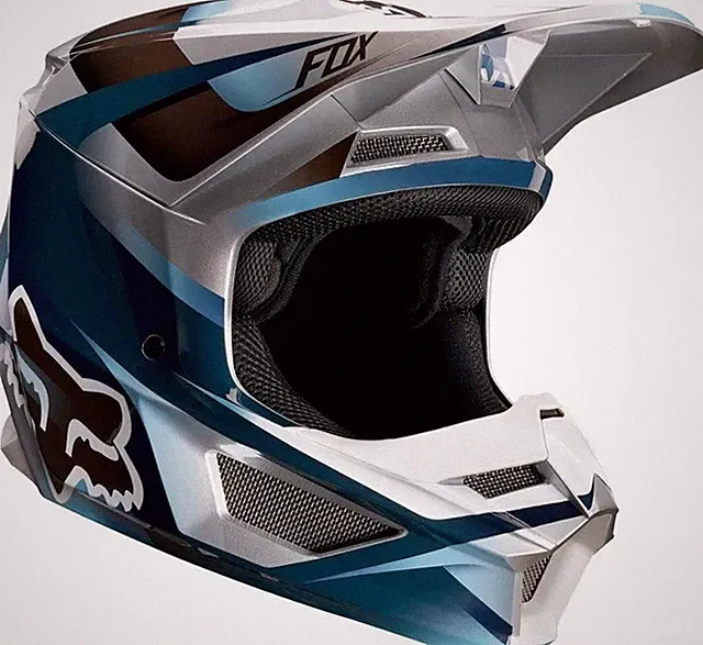 Fox Racing V1 Motif Youth Helmet Blue Gray Small Dirt Bike MX ATV