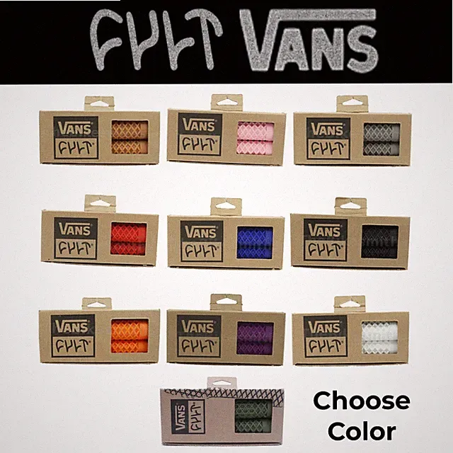 ODI Vans x Cult Flangeless BMX Grips Waffle Design Long 143mm Length Soft Bike