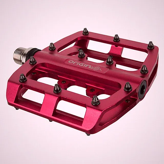 Origin8 Rascal CNC Machined Alloy Flat Platform Pedals Red 9/16 410143