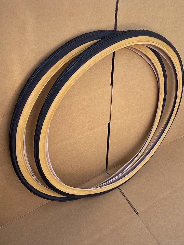 PAIR of 26 x 1 3/8 Bicycle Black/ Gum Wall Tires Touring Racing KENDA