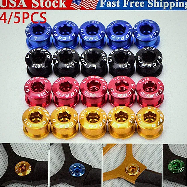 US Aluminum MTB Road BMX Bike Bolts Single Double Triple Chainring Screws 4/5pcs